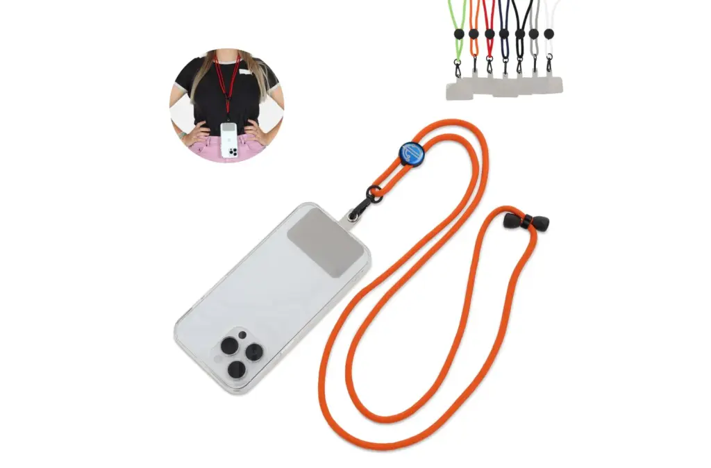 Verstellbares Handyband mit Logo und Kartenhalter
