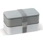 Lunchbox Bento met bestek 1250ml grijswit - Trinkflaschen & Shakers Lunchbox Bento met bestek 1250ml, grijs/wit