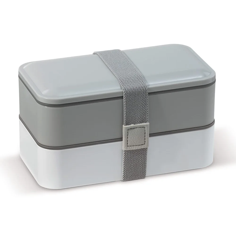 Lunchbox Bento met bestek 1250ml grijswit - Trinkflaschen & Shakers Lunchbox Bento met bestek 1250ml, grijs/wit