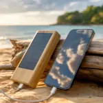 Powerbank Bamboe met Zonne Energie 8000mAh — productfoto 5