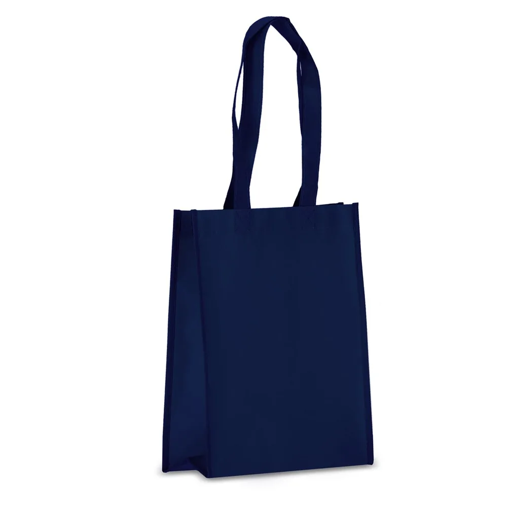 R-PET Draagtas gelamineerd non-woven 24 x 11 x 30cm 105gm² donkerblauw - Hidalgo R-PET Draagtas gelamineerd non-woven 24 x 11 x 30cm 105g/m², donkerblauw