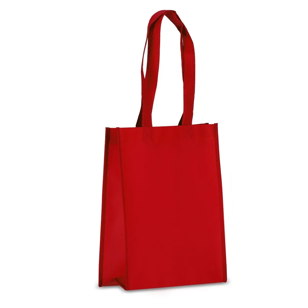 R-PET Draagtas gelamineerd non-woven 24 x 11 x 30cm 105gm² rood - Hidalgo R-PET Draagtas gelamineerd non-woven 24 x 11 x 30cm 105g/m², rood