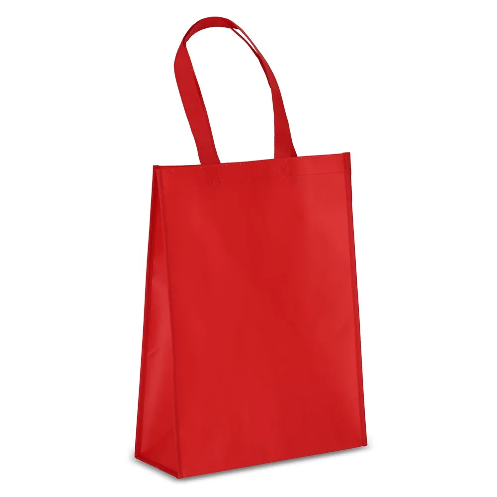 R-PET Draagtas gelamineerd non-woven 30 x 12 x 40cm 105gm² rood - Hidalgo R-PET Draagtas gelamineerd non-woven 30 x 12 x 40cm 105g/m², rood