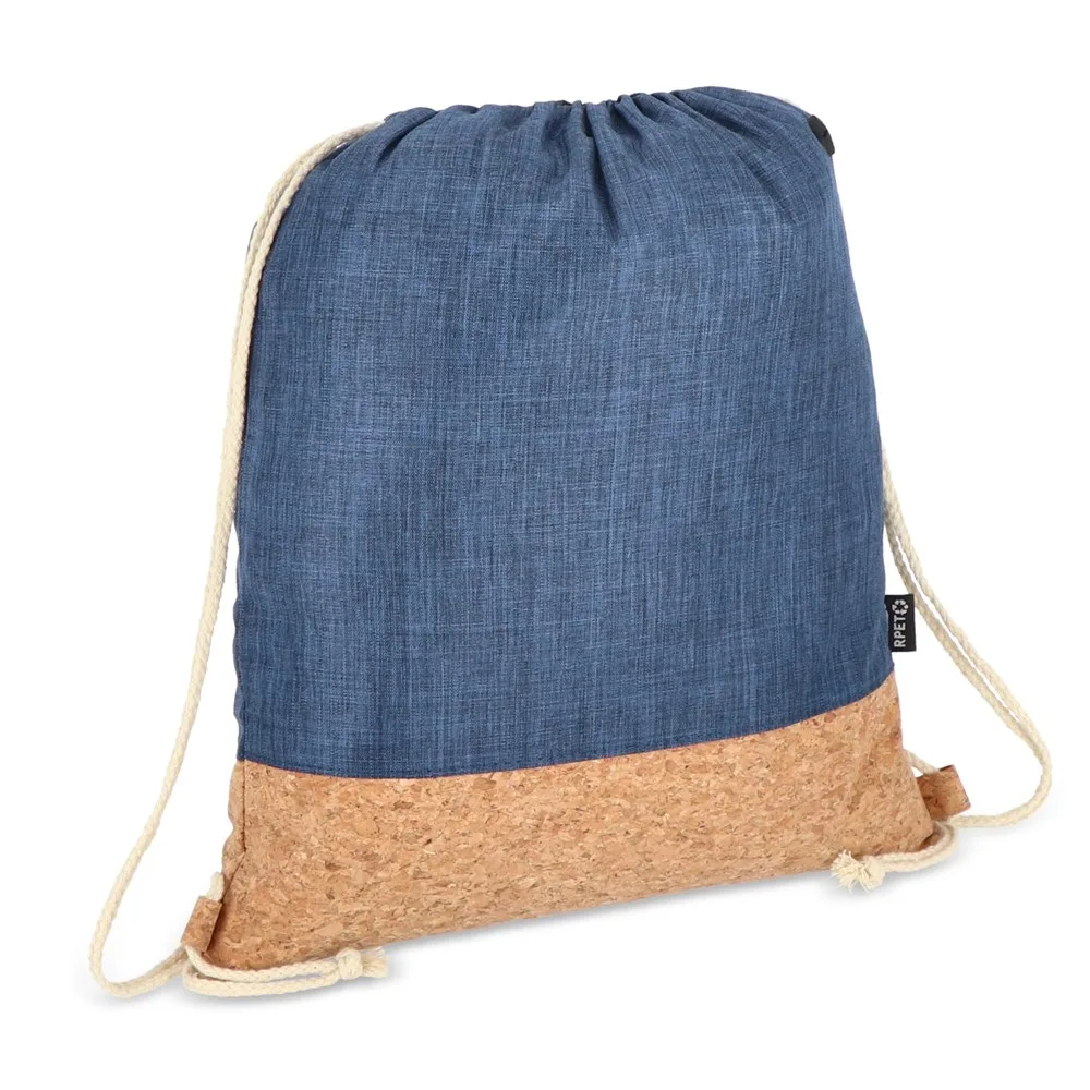 Koordzak R-PET kurk 35 x 40cm donkerblauw - Hidalgo-werbeartikel Koordzak R-PET & kurk 35 x 40cm, donkerblauw