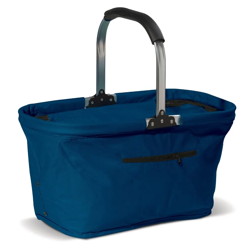 Picknickmand opvouwbaar 2-in-1 koeltas 600D donkerblauw - Hidalgo-werbeartikel Picknickmand opvouwbaar 2-in-1 koeltas 600D, donkerblauw