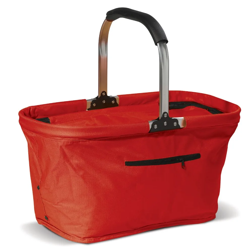 Picknickmand opvouwbaar 2-in-1 koeltas 600D rood - Hidalgo-werbeartikel Picknickmand opvouwbaar 2-in-1 koeltas 600D, rood