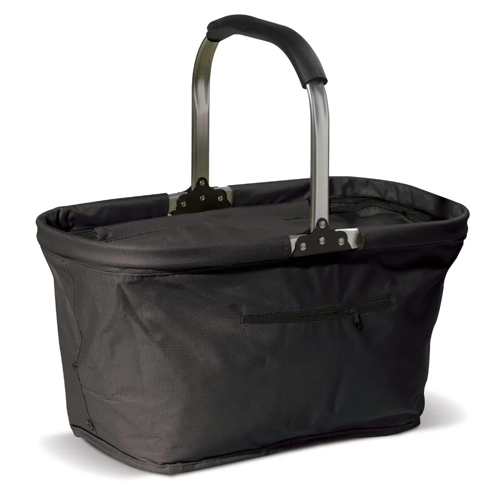 Picknickmand opvouwbaar 2-in-1 koeltas 600D zwart - Hidalgo-werbeartikel Picknickmand opvouwbaar 2-in-1 koeltas 600D, zwart