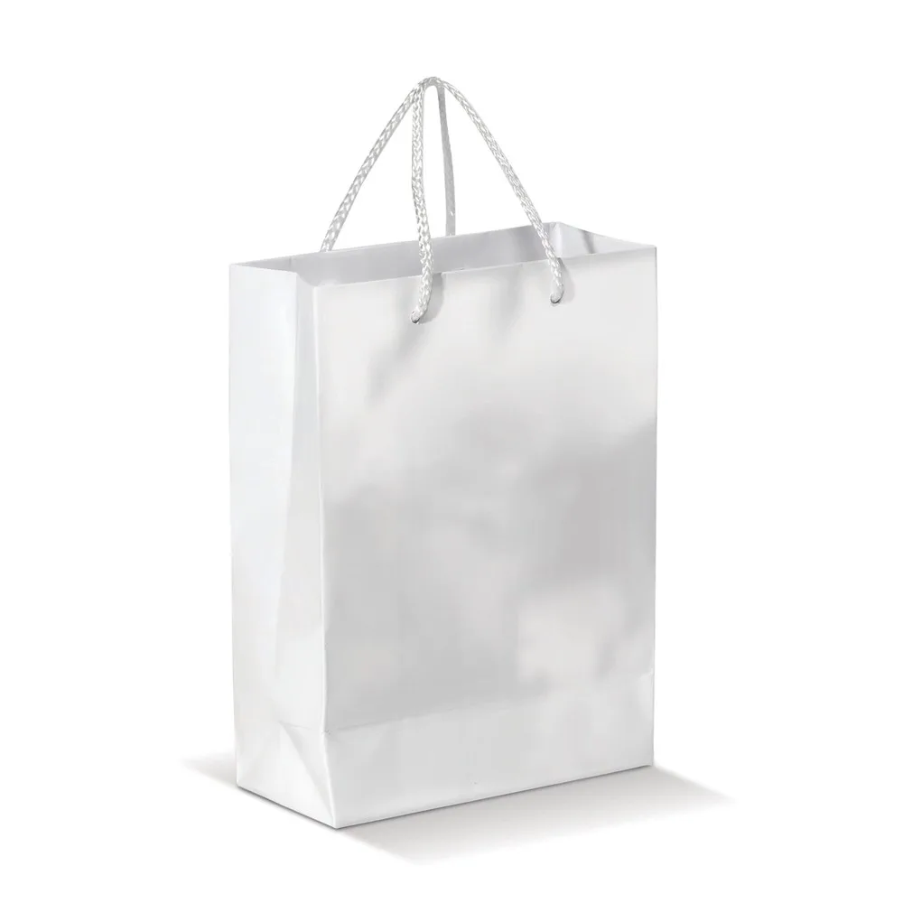 Draagtas papier klein 200gm2 wit - Hidalgo-werbeartikel Draagtas papier klein 200g/m2, wit