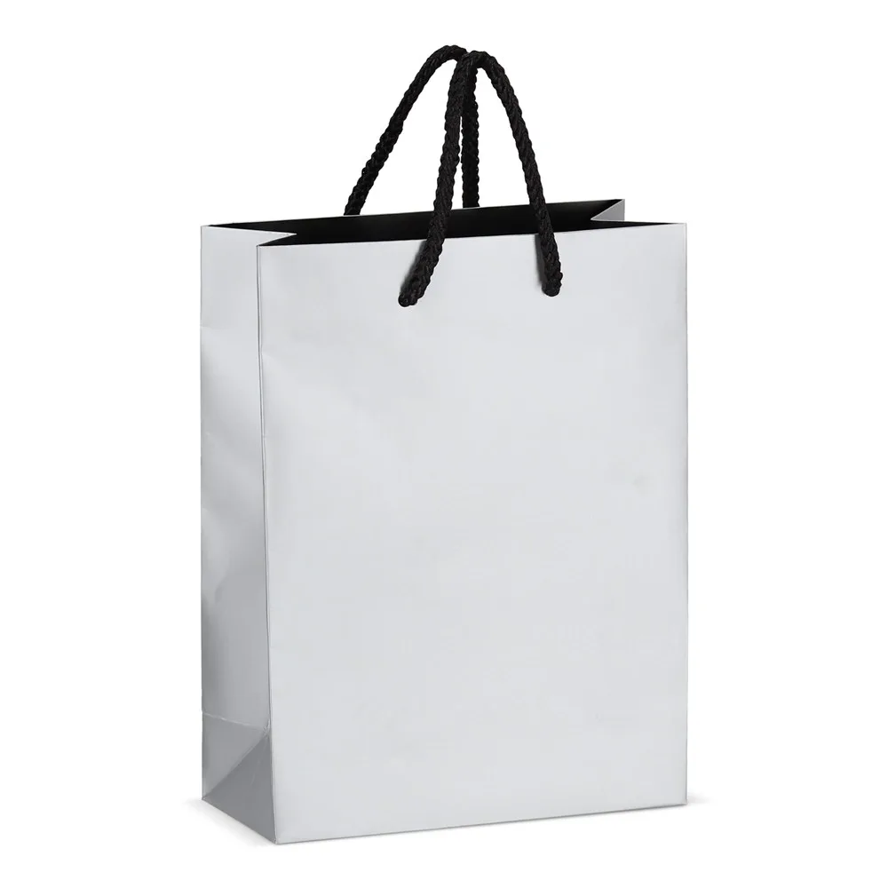 Papieren cadeautas 18 x 8 x 24cm 200gm² zilver - Hidalgo-werbeartikel Papieren cadeautas 18 x 8 x 24cm 200g/m², zilver