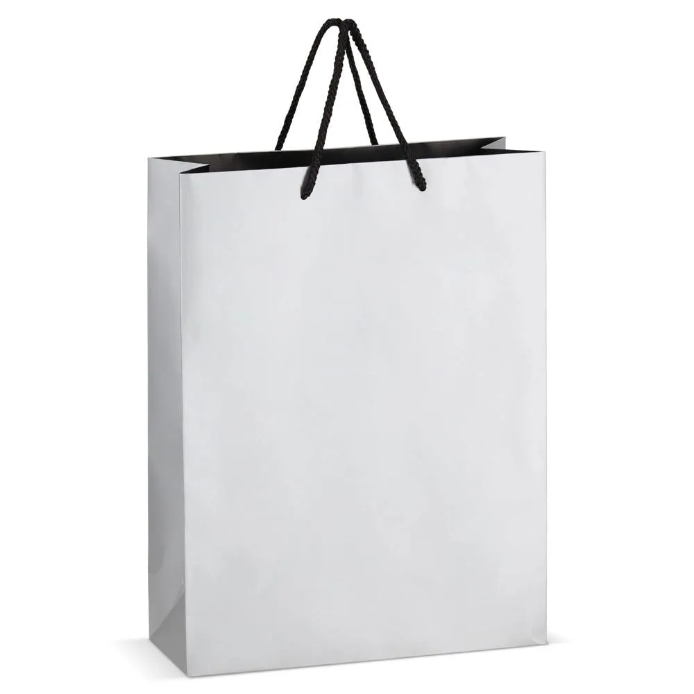 FSC Papieren cadeautas 30 x 12 x 40cm 200gm² zilver - Hidalgo-werbeartikel FSC Papieren cadeautas 30 x 12 x 40cm 200g/m², zilver
