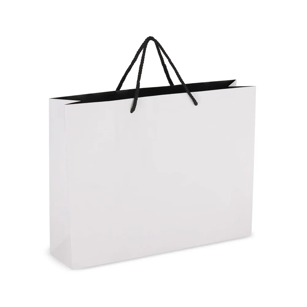 Papieren cadeautas 40 x 12 x 30cm 200gm² wit - Hidalgo-werbeartikel Papieren cadeautas 40 x 12 x 30cm 200g/m², wit