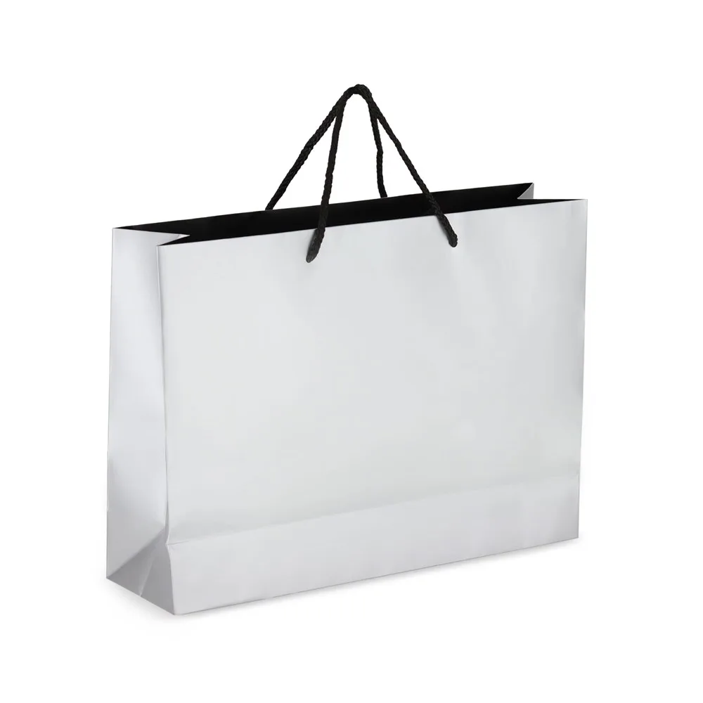 Papieren cadeautas 40 x 12 x 30cm 200gm² zilver - Hidalgo-werbeartikel Papieren cadeautas 40 x 12 x 30cm 200g/m², zilver