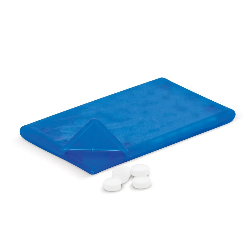 Pepermuntdoos ecru blauw - Hidalgo-werbeartikel Pepermuntdoos, ecru / blauw