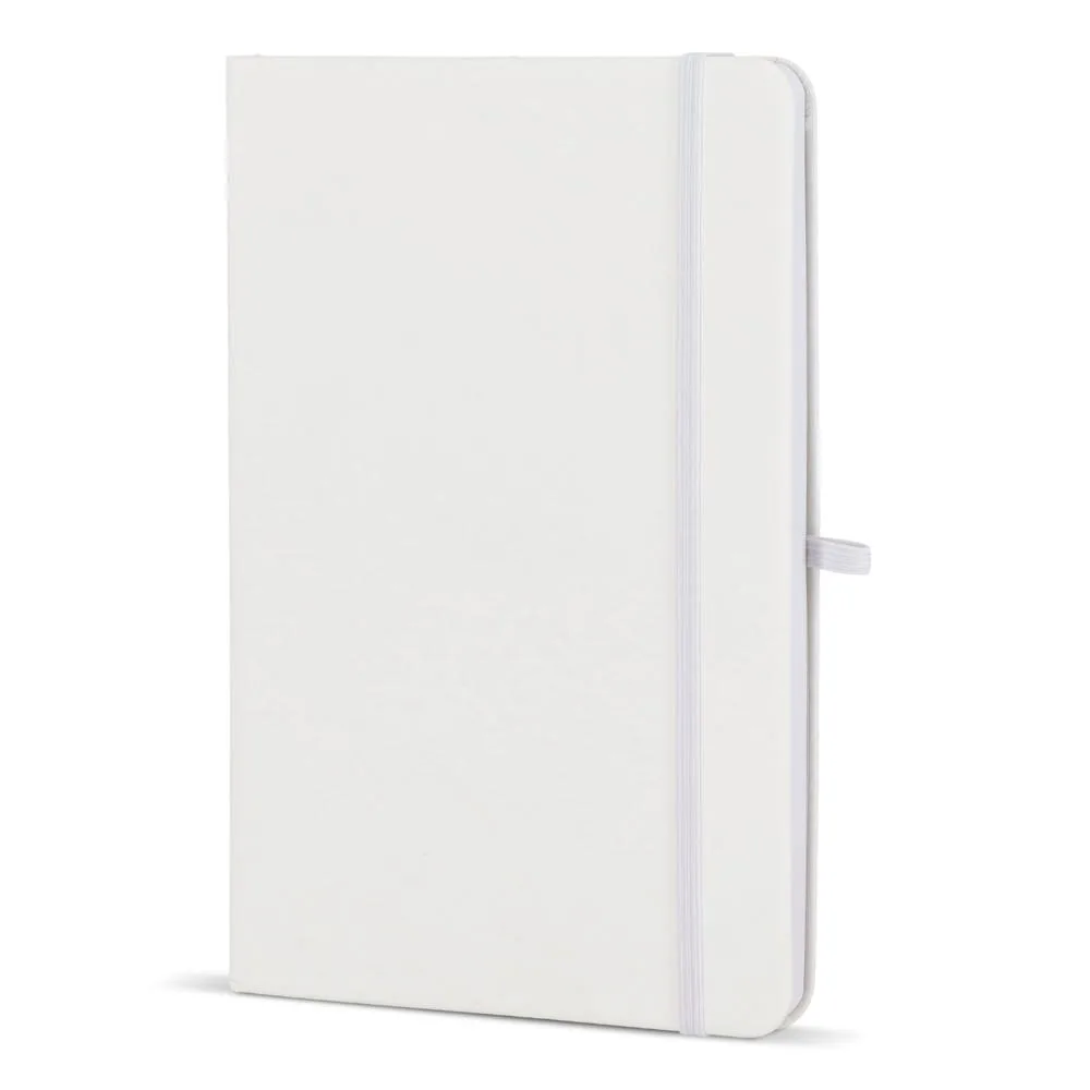 Notitieboek Olmo hardcover PU A5 met sticky notes wit - Hidalgo Notitieboek Olmo hardcover PU A5 met sticky notes, wit