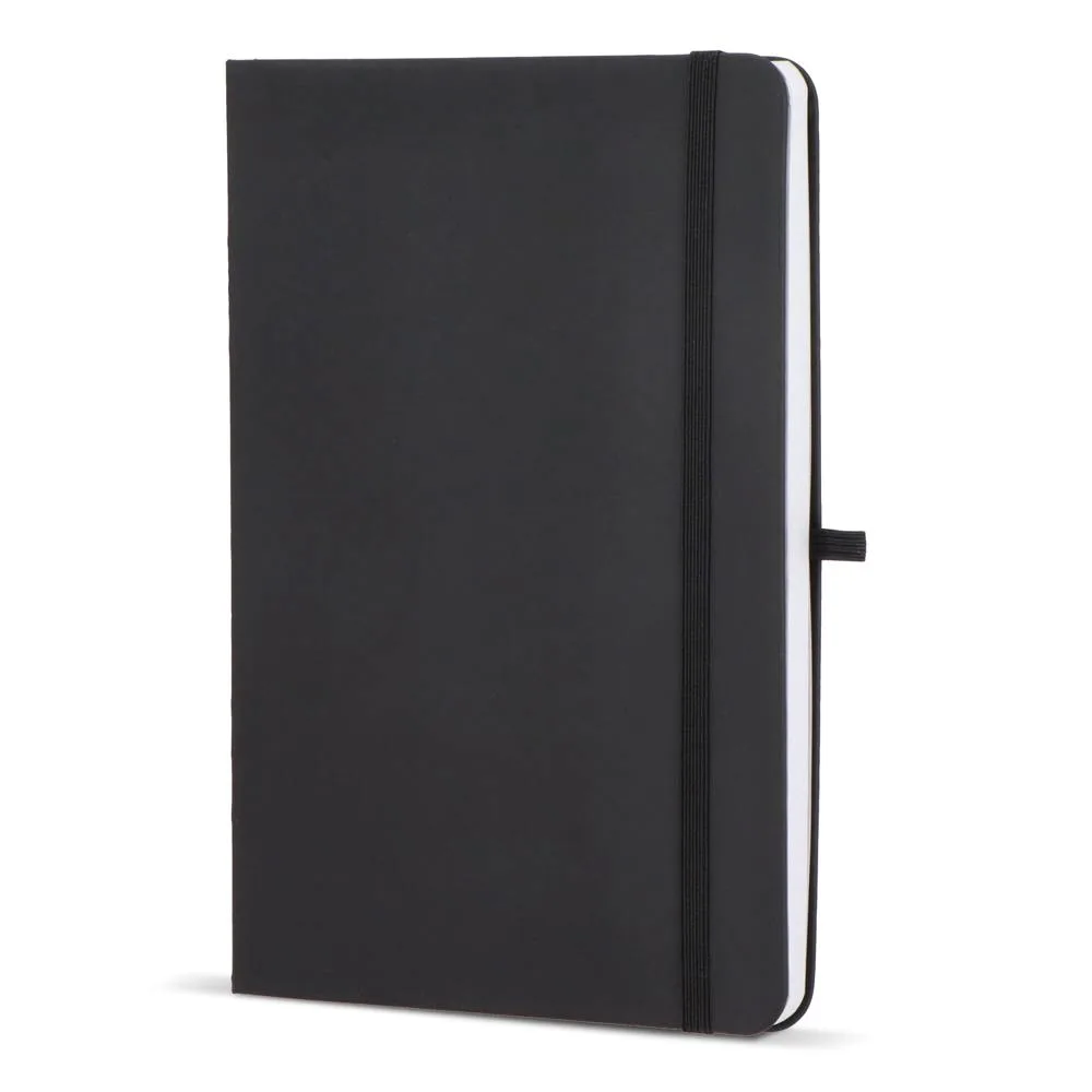 Notitieboek Olmo hardcover PU A5 met sticky notes zwart - Hidalgo Notitieboek Olmo hardcover PU A5 met sticky notes, zwart