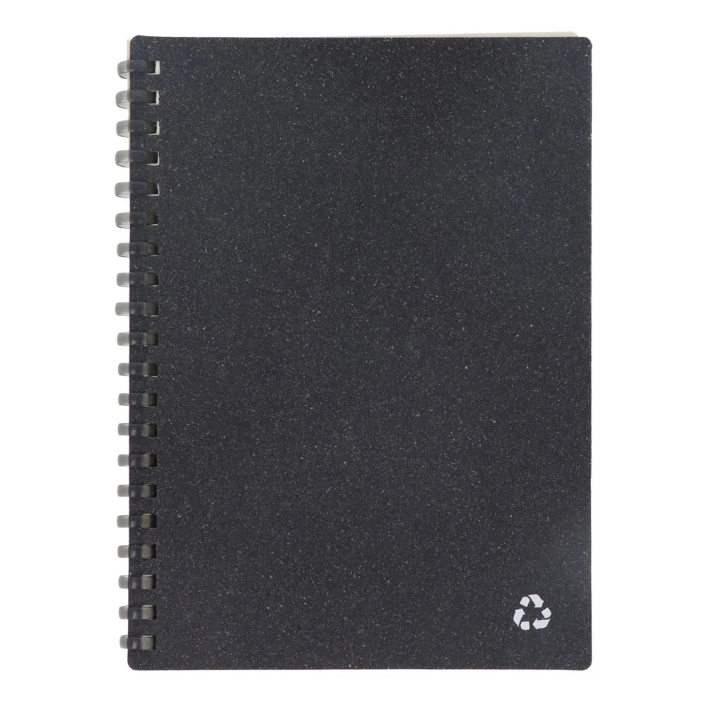 Notebook gerecycled leer Midi donker grijs - Hidalgo Notebook gerecycled leer Midi, donker grijs