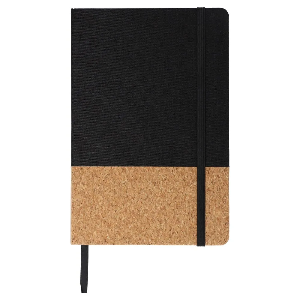Notitieboek R-PET kurk A5 zwart - Hidalgo Notitieboek R-PET & kurk A5, zwart