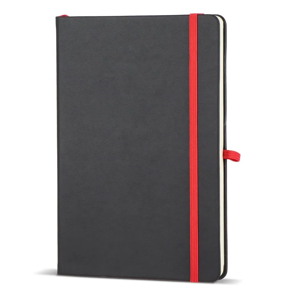 Notitieboek Iroko hardcover laser A5 zwart rood - Hidalgo Notitieboek Iroko hardcover laser A5, zwart / rood