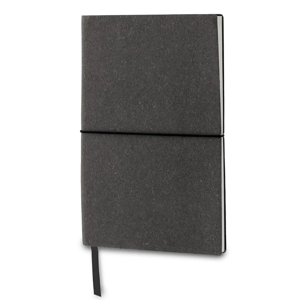 Notitieboek recycled leer A5 donker grijs - Hidalgo Notitieboek recycled leer A5, donker grijs