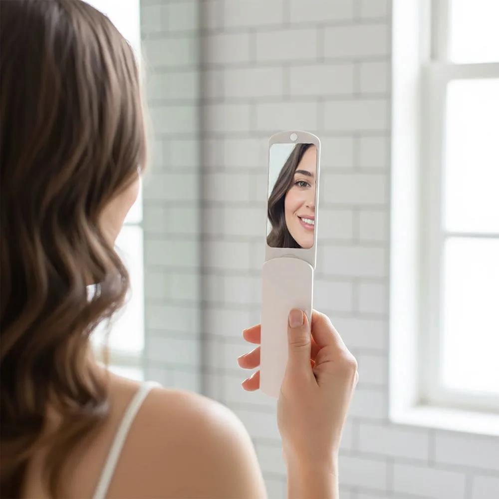 Pluisborstel met spiegel Kaiya productfoto 2 - Hidalgo-werbeartikel Pluisborstel met spiegel Kaiya — productfoto 2