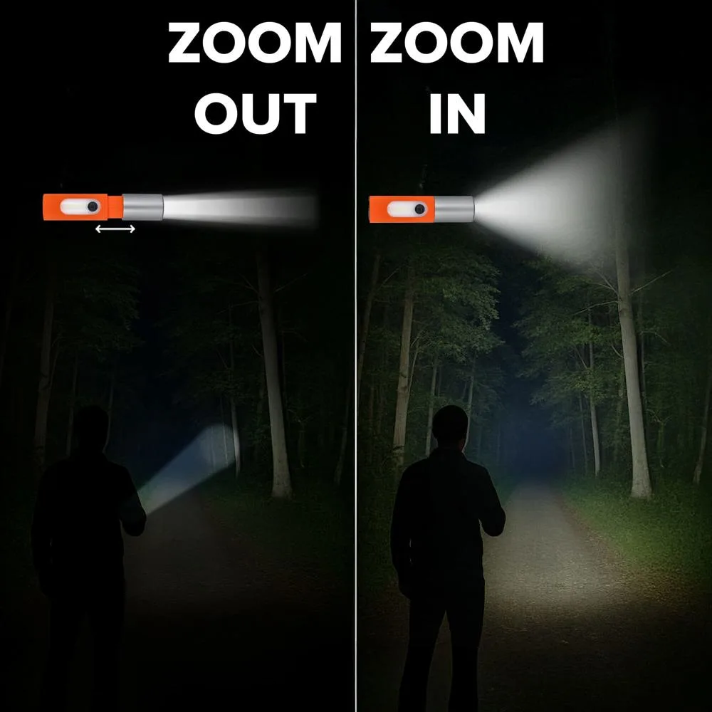 Oplaadbare 10 W LED-zaklamp met zoomfunctie 300 lm productfoto 2 - Hidalgo-werbeartikel Oplaadbare 10 W LED-zaklamp met zoomfunctie 300 lm — productfoto 2