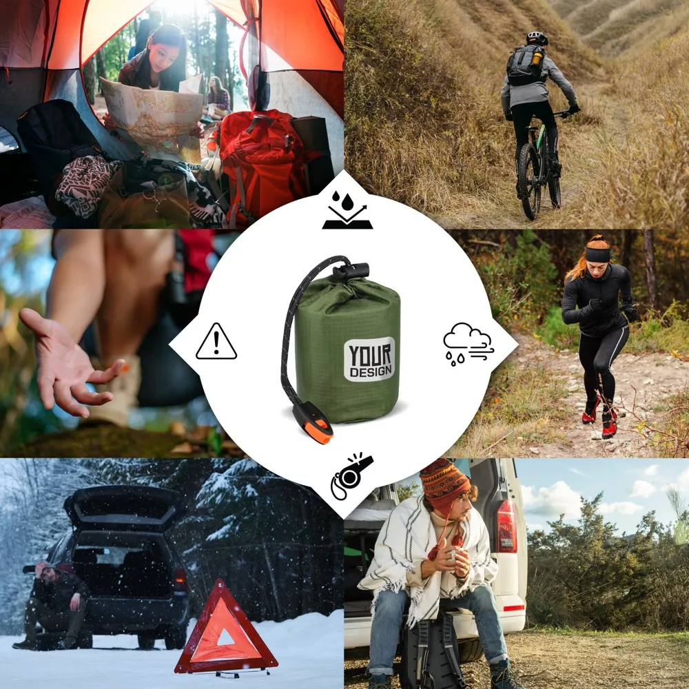 Outdoor Survival Nood-thermoslaapzak productfoto 3 - Hidalgo-werbeartikel Outdoor Survival Nood-thermoslaapzak — productfoto 3
