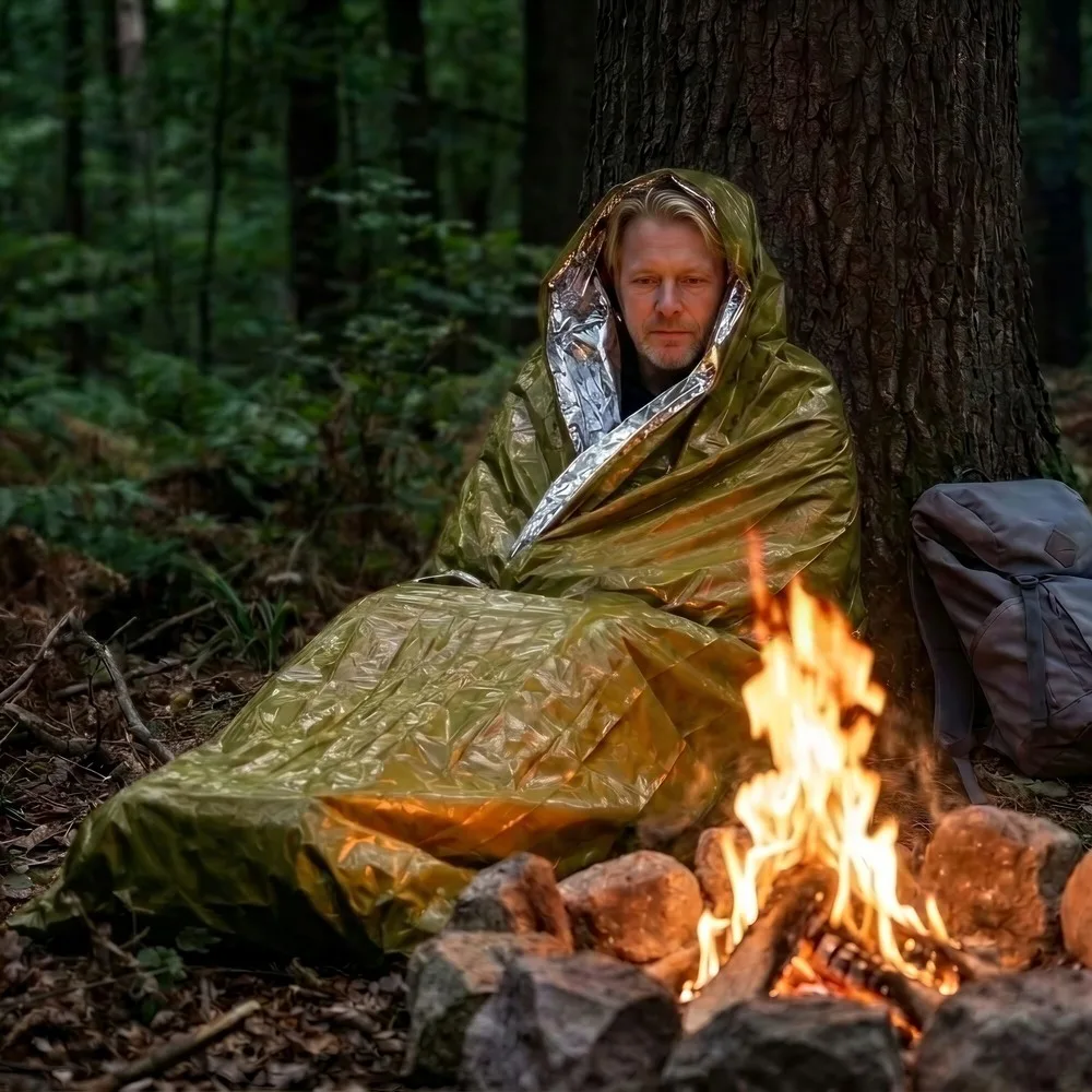Outdoor Survival Nood-thermoslaapzak productfoto 11 - Hidalgo-werbeartikel Outdoor Survival Nood-thermoslaapzak — productfoto 11
