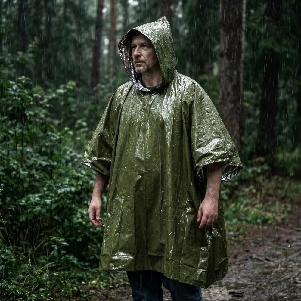 Outdoor Survival 2-in-1 thermische poncho productfoto 3 - Hidalgo-werbeartikel Outdoor Survival 2-in-1 thermische poncho — productfoto 3