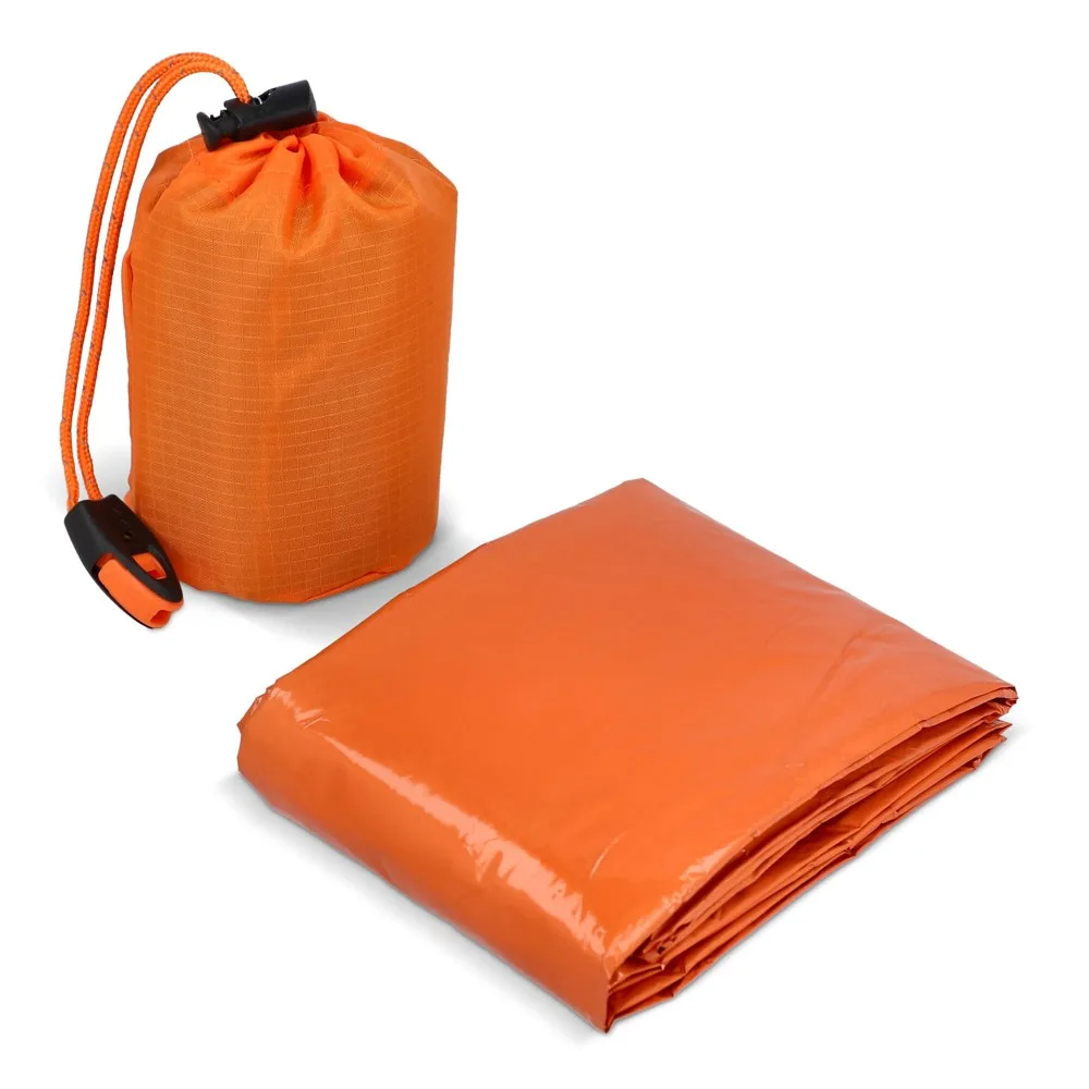 Outdoor Survival 2-in-1 thermische poncho oranje - Hidalgo-werbeartikel Outdoor Survival 2-in-1 thermische poncho, oranje