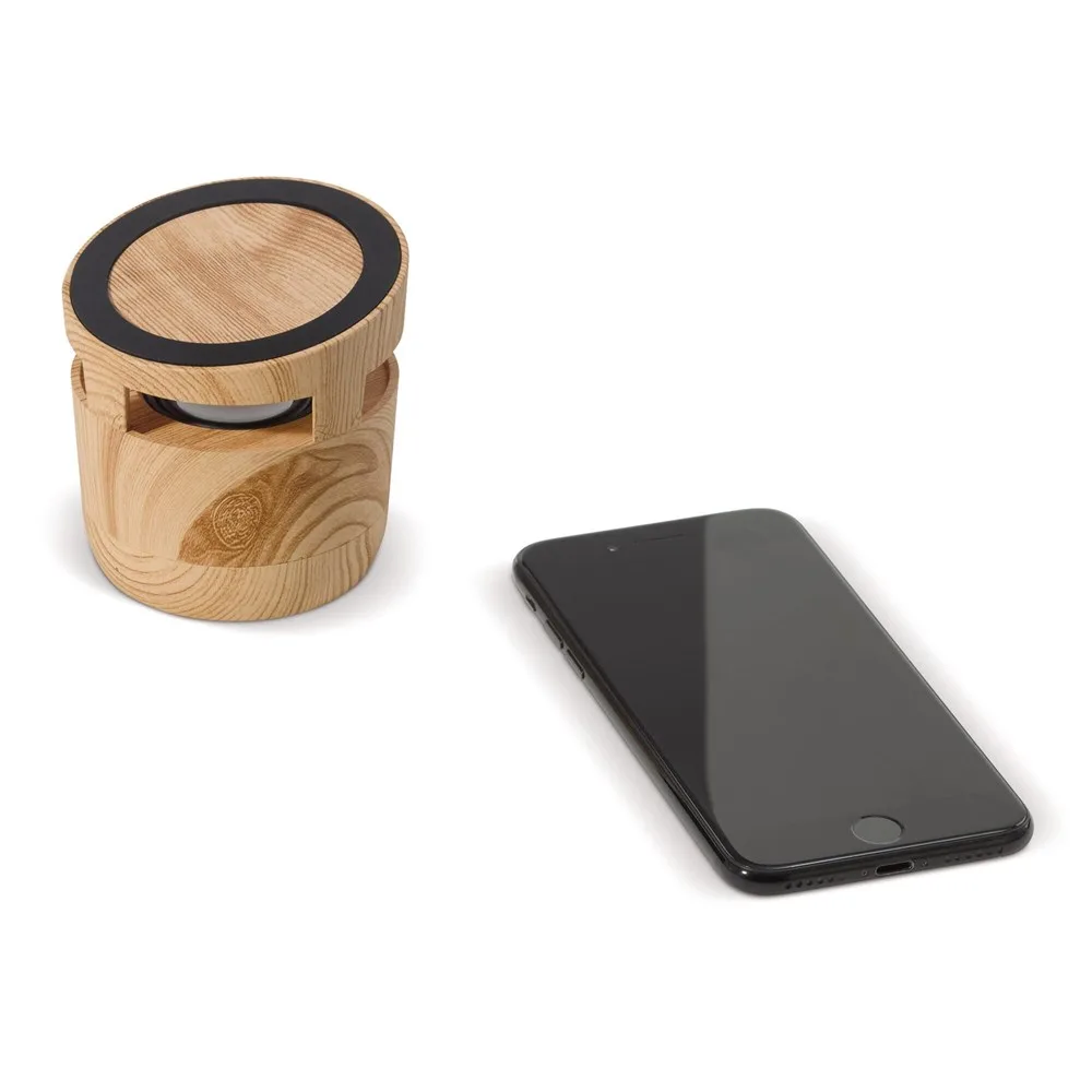 Houten look speaker 3W draadloos laadstation 5W productfoto 5 - Hidalgo-werbeartikel Houten look speaker 3W & draadloos laadstation 5W — productfoto 5