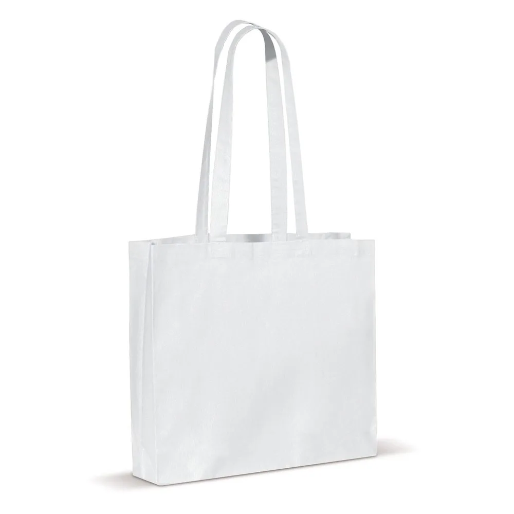 Schoudertas katoen OEKO-TEX® 140gm² 40x10x35cm wit - Katoenendraagtassen Schoudertas katoen OEKO-TEX® 140g/m² 40x10x35cm, wit