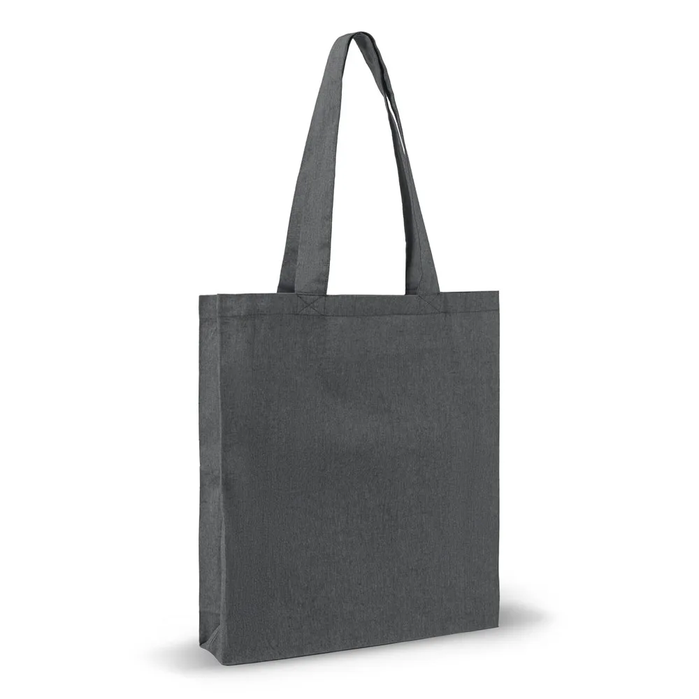 Schoudertas recycled katoen 140gm² 38x42x10cm grijs - Katoenendraagtassen Schoudertas recycled katoen 140g/m² 38x42x10cm, grijs