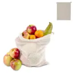 Herbruikbaar groente fruit zakje OEKO-TEX® katoen ecru 25x30cm - Katoenendraagtassen Herbruikbaar groente & fruit zakje OEKO-TEX® katoen ecru 25x30cm