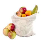 Herbruikbaar groente & fruit zakje OEKO-TEX® katoen ecru 25x30cm — productfoto 3