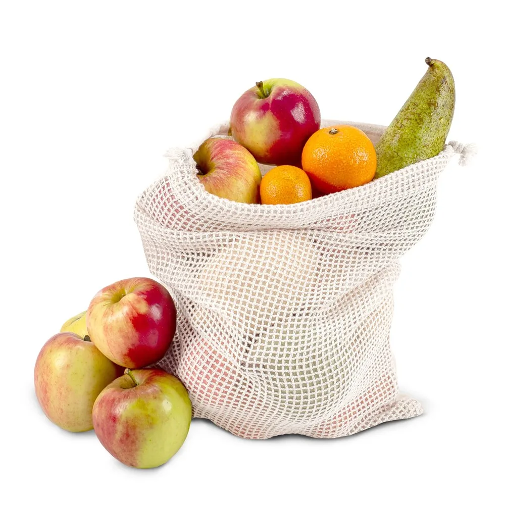Herbruikbaar groente fruit zakje OEKO-TEX® katoen ecru 25x30cm productfoto 3 - Katoenendraagtassen Herbruikbaar groente & fruit zakje OEKO-TEX® katoen ecru 25x30cm — productfoto 3