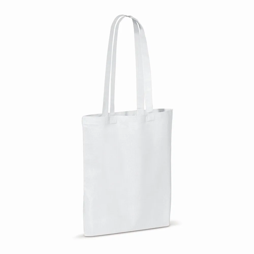 Draagtas gerecycled katoen 140gm² 38x42cm wit - Hidalgo-werbeartikel Draagtas gerecycled katoen 140g/m² 38x42cm, wit