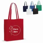 Draagtas gerecycled katoen met bodem 140gm² 38x10x42cm - Katoenendraagtassen Draagtas gerecycled katoen met bodem 140g/m² 38x10x42cm