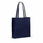 Draagtas gerecycled katoen met bodem 140gm² 38x10x42cm donkerblauw - Katoenendraagtassen Draagtas gerecycled katoen met bodem 140g/m² 38x10x42cm, donkerblauw