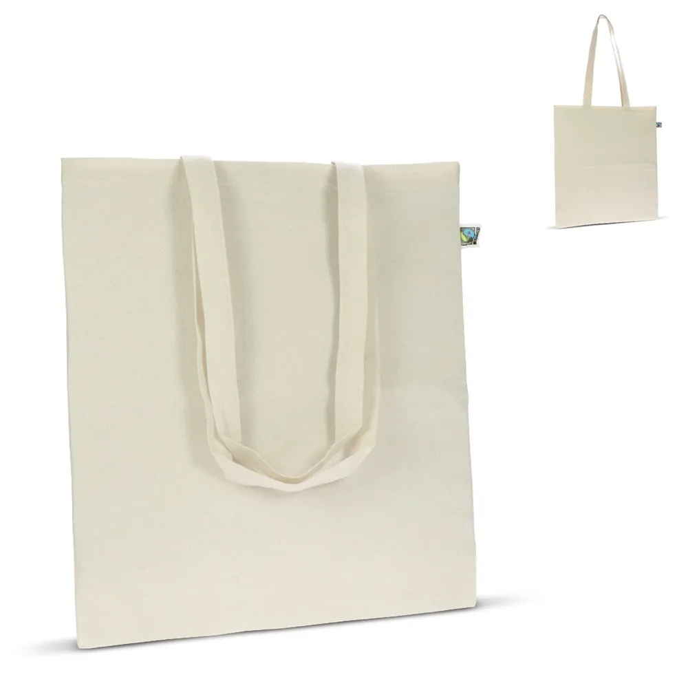 Fairtrade katoenen tas ecru lang 140g/m² 38x42cm