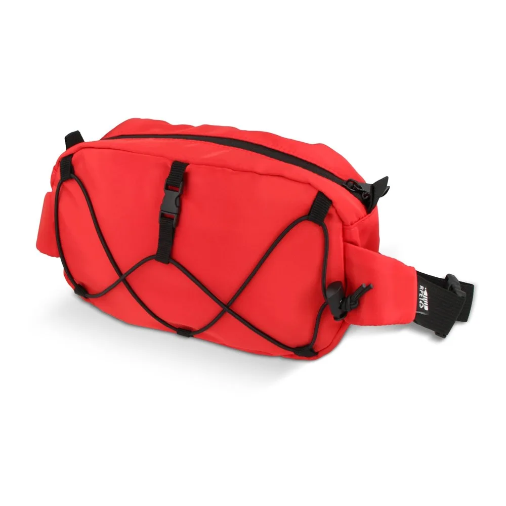 Crossbodytas R-PET met trekkoord rood - Hidalgo-werbeartikel Crossbodytas R-PET met trekkoord, rood