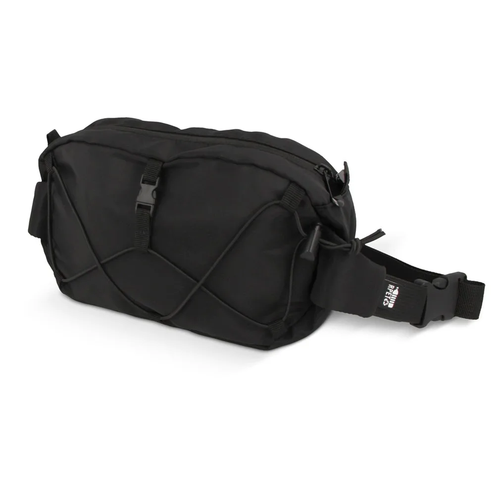 Crossbodytas R-PET met trekkoord zwart - Hidalgo-werbeartikel Crossbodytas R-PET met trekkoord, zwart