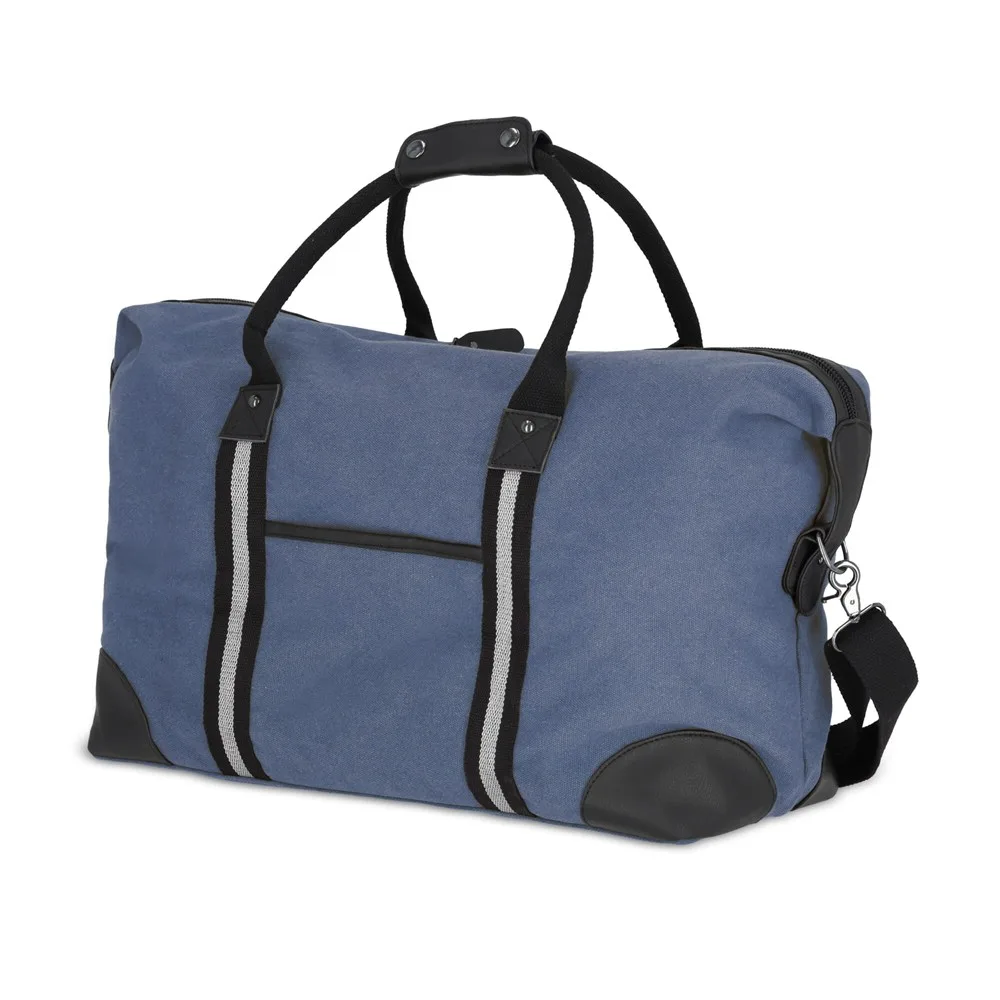 Gerecycled katoenen canvas weekendtas Harper donkerblauw - Hidalgo-werbeartikel Gerecycled katoenen canvas weekendtas Harper, donkerblauw