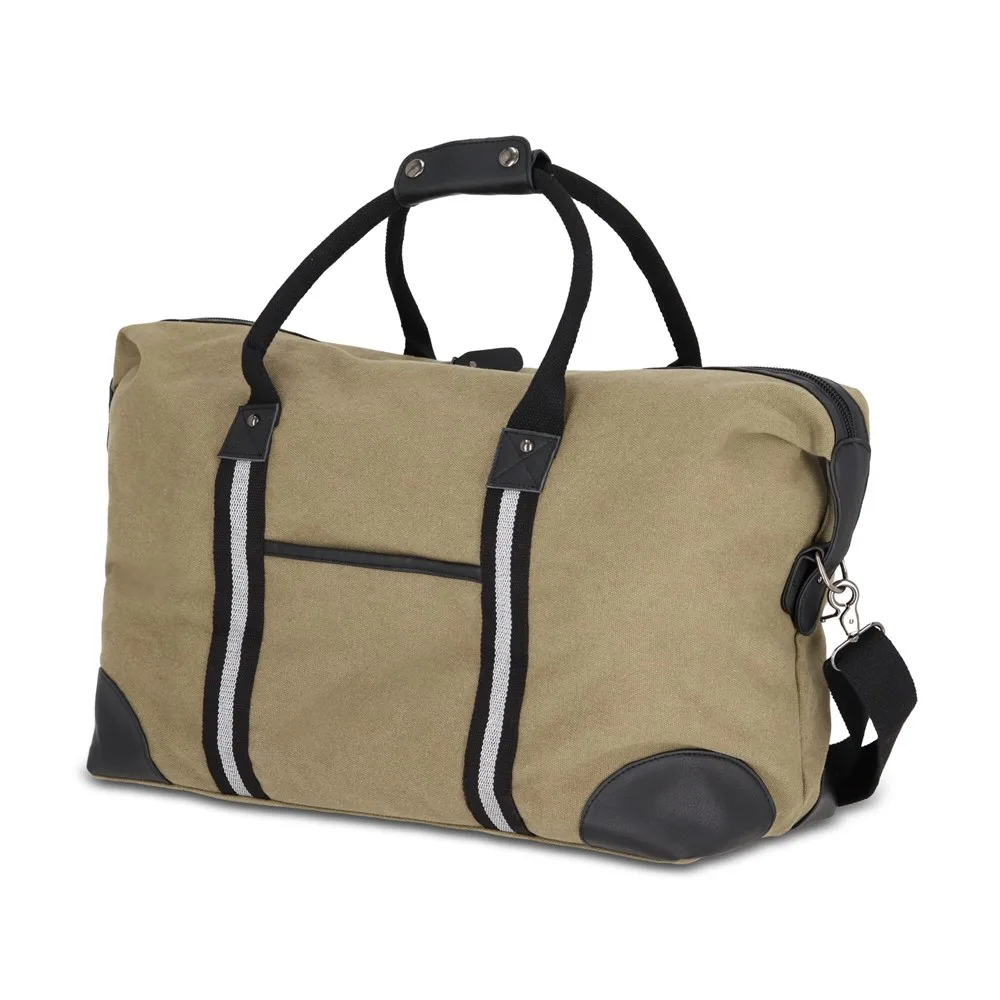 Gerecycled katoenen canvas weekendtas Harper olijfgroen - Hidalgo-werbeartikel Gerecycled katoenen canvas weekendtas Harper, olijfgroen