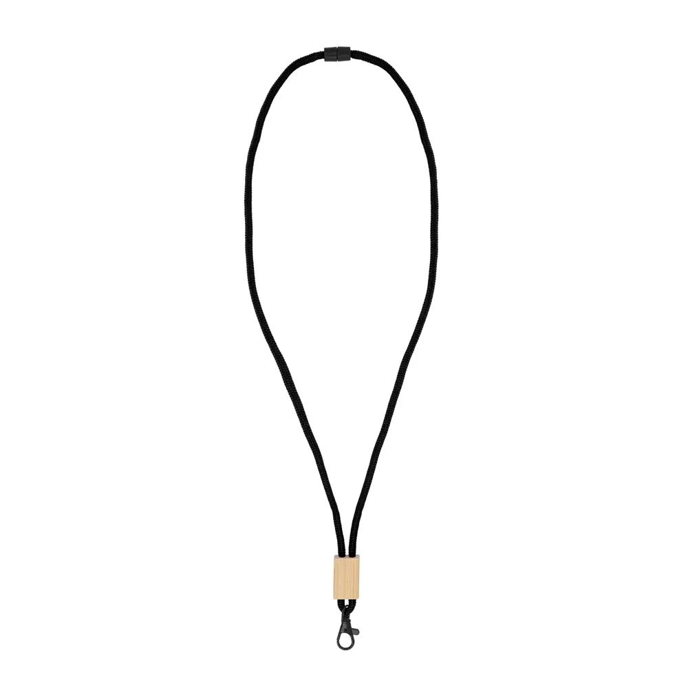R-PET paracord lanyard zwart - Hidalgo-werbeartikel R-PET paracord lanyard, zwart