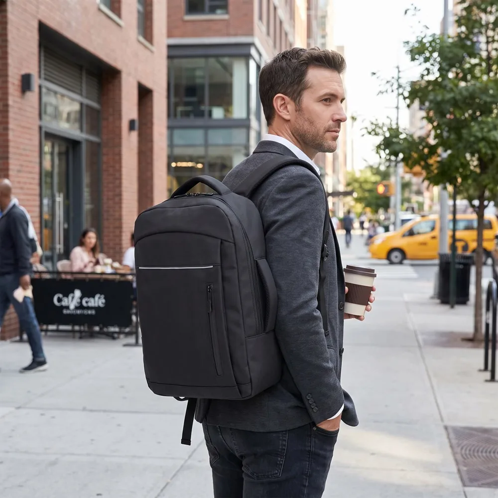 Laptoprucksack Osaka bedrucken 15,6 Zoll PU 15L 30x14x42 cm — Produktfoto 8