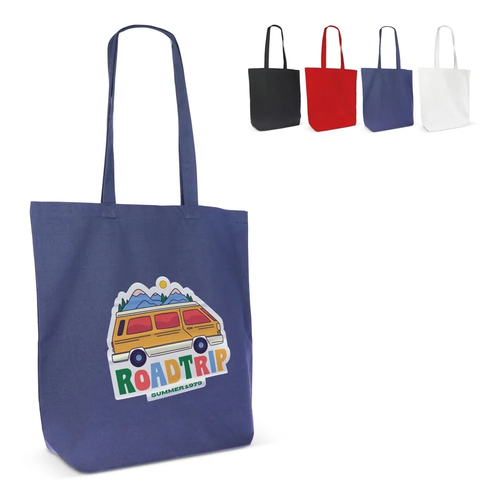 Schoudertas biologisch katoen kleur lang 270g/m² 42x12x43 cm