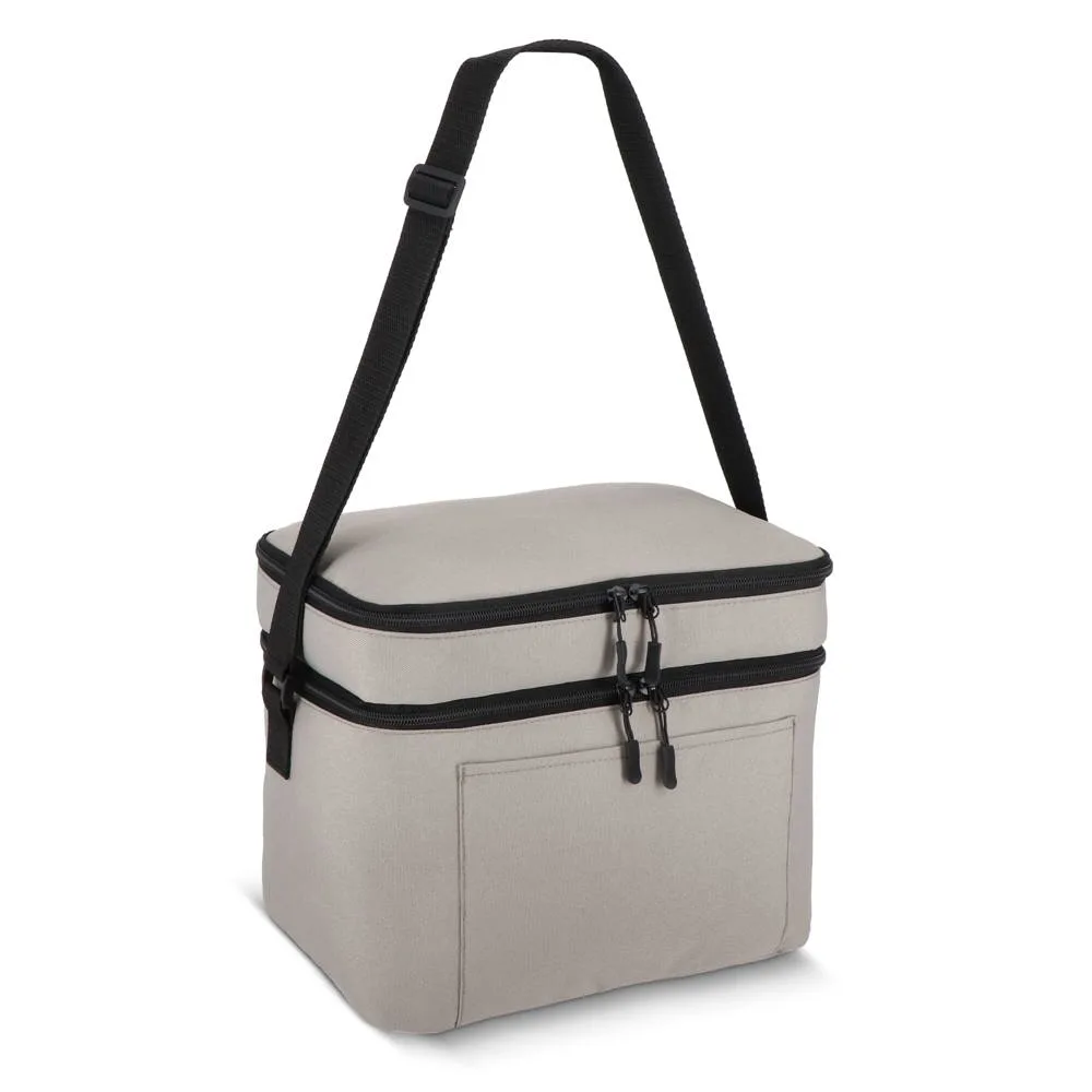 600D gerecycled PET koeltas met twee vakken 30 x 20 x 24 cm 12 L grijs - Hidalgo 600D gerecycled PET koeltas met twee vakken 30 x 20 x 24 cm 12 L, grijs