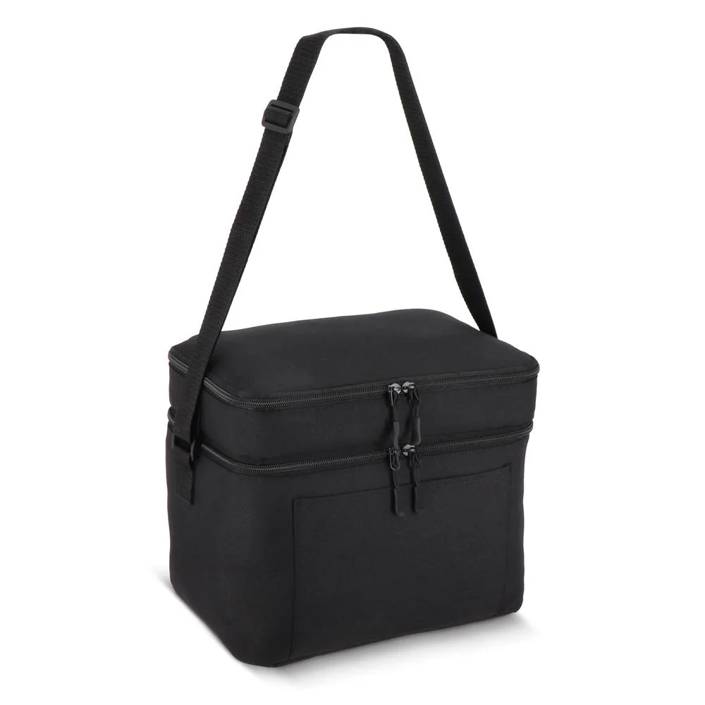600D gerecycled PET koeltas met twee vakken 30 x 20 x 24 cm 12 L zwart - Hidalgo 600D gerecycled PET koeltas met twee vakken 30 x 20 x 24 cm 12 L, zwart