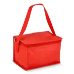 R-PET koeltas voor 6 blikjes, non-woven, 20 x 13 x 12,5 cm, 75 g/m², rood