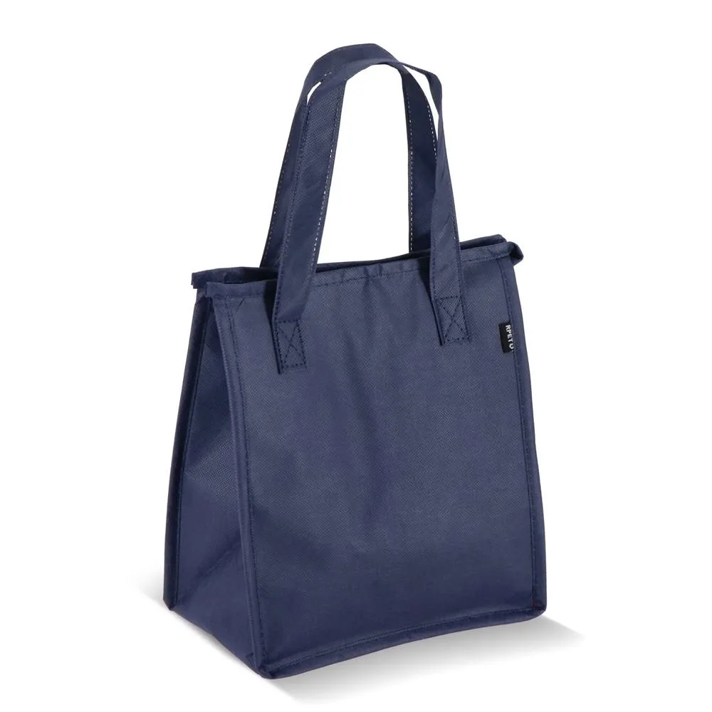 R-PET koeltas non-woven 23 x 15 x 275 cm 75 gm² donkerblauw - Hidalgo-werbeartikel R-PET koeltas, non-woven, 23 x 15 x 27,5 cm, 75 g/m², donkerblauw